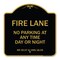 Signmission Wisconsin Fire Lane No Parking Anytime Day or Night, Black & Gold Alum, 18" x 18", BG-1818-22702 A-DES-BG-1818-22702 - alternate 1